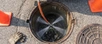 Stormwater drainage during winter rain in Santa Monica