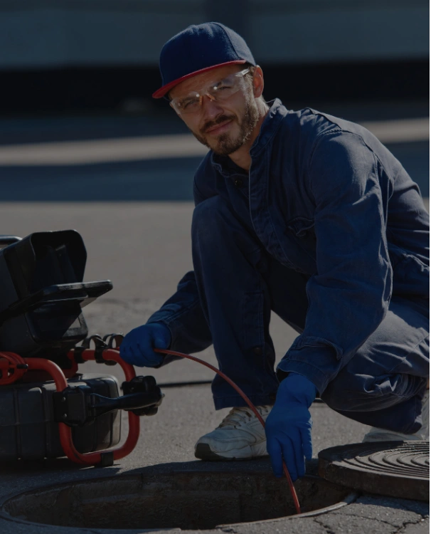 Drainage contractor inspecting a residential drainage problem in Los Angeles