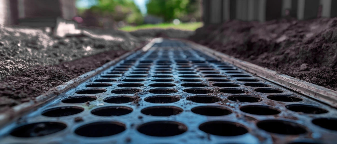 Drainage contractor assessing drainage conditions at a Los Angeles property