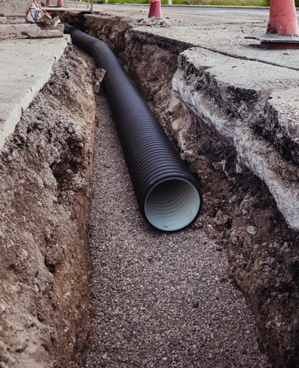 Professional drainage work at a residential property in Los Angeles