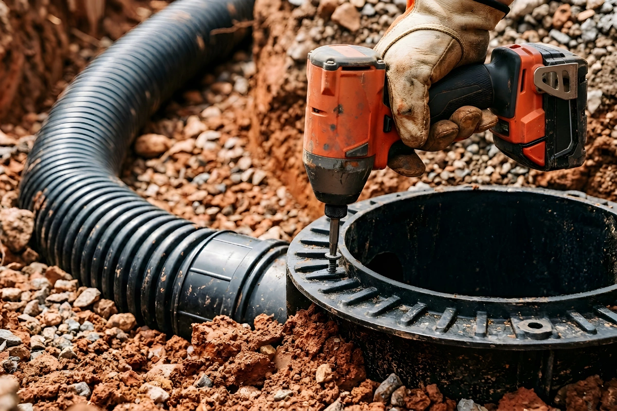 Catch basin installation for yard drainage in Los Angeles