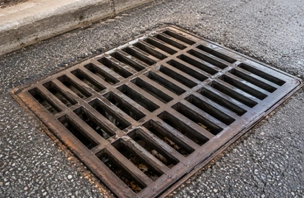 Catch basin installed at a yard drainage low point