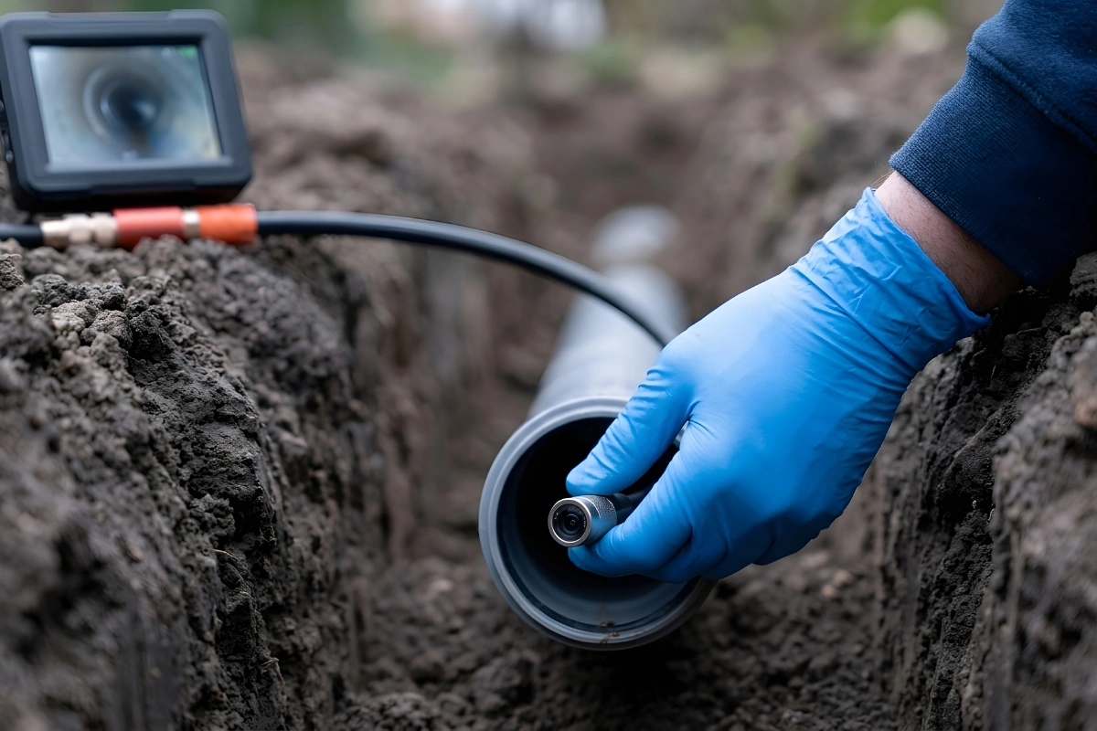 Sewer camera inspection of a drain line in Los Angeles