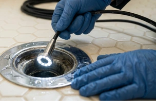 Video inspection showing the condition of an underground sewer pipe